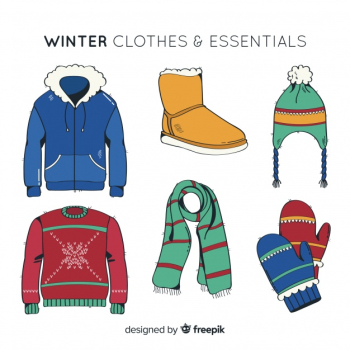 Hand drawn winter clothes and essentials