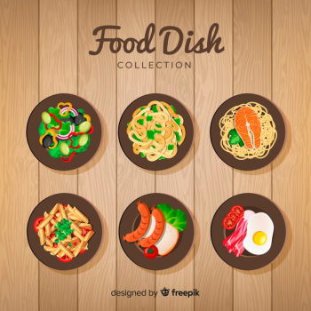 Realistic food dish collection