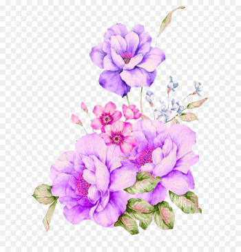 Watercolour Flowers Watercolor painting - Purple Dream Flowers Decorative Patterns 
