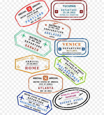 Passport stamp Travel visa Clip art - Along with airplane vector travel 
