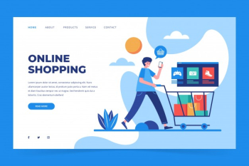 Flat shopping online landing page Free Vector