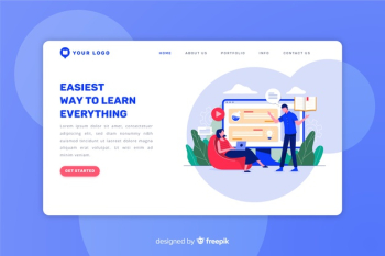 E-learning concept flat landing page Free Vector