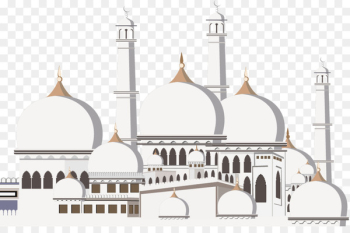 Kaaba Ramadan Mosque Islam Eid Mubarak - Vector European-style paper art castle 