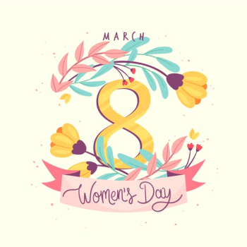 Floral women's day with symbol Free Vector