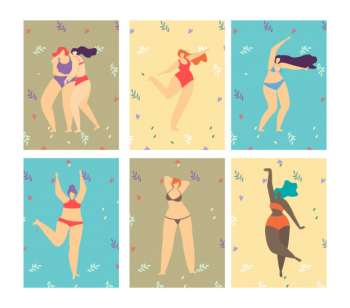 Body positive motivational set colored style card Free Vector