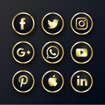 Luxury Golden Social Media Icons Pack