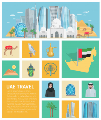 United arab emirates decorative icons set