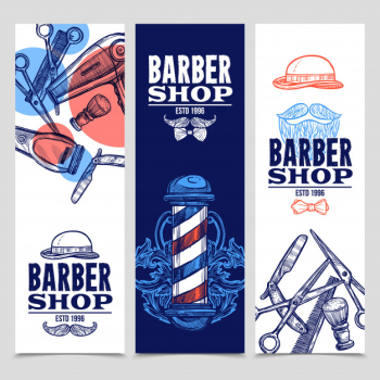 Barber shop vertical banners set