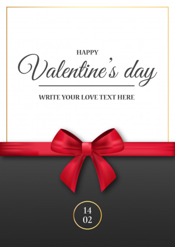 Romantic valentine's invitation with realistic red ribbon
