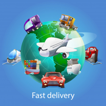 Fast delivery cartoon concept
