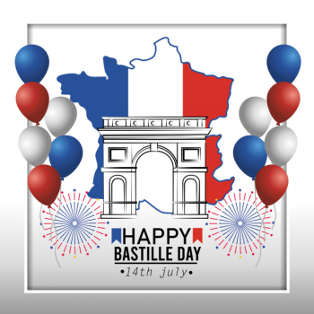 France map with champs elyses and balloons Free Vector