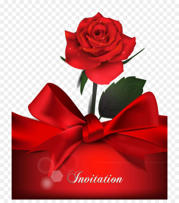 Wedding invitation Rose - Exquisite ribbon roses invitation card 