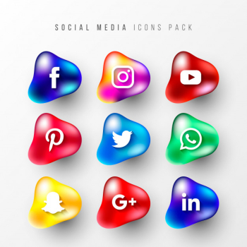 Social media icons packs with fluid shapes