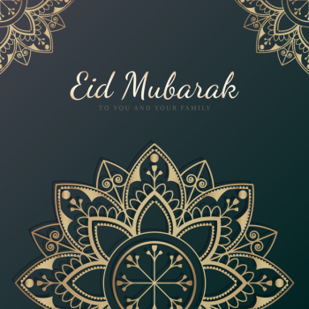 Eid mubarak card with mandala pattern background
