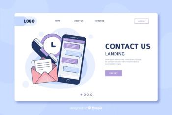 Contact us landing page template Free Vector