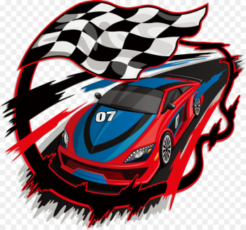 Auto racing Racing flags Royalty-free - Hand-painted checkered flag and racing 