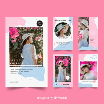 Instagram stories templates of fashion Free Vector