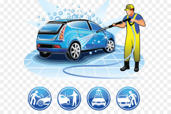 Car wash Cartoon Illustration - Car wash beauty care services 