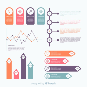Flat infographic elements with stats collection