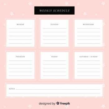 Cute hand drawn weekly schedule template
