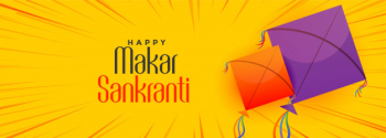 Happy makar sankranti festival of kites card Free Vector