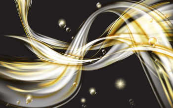 Yellow golden flowing liquid abstract black background Free Vector