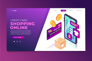 Isometric shopping online landing page template Free Vector