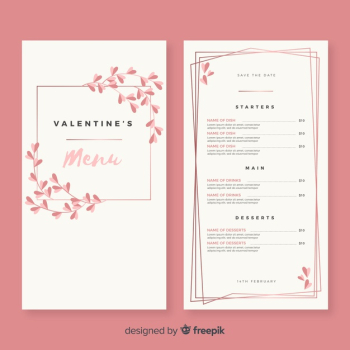 Simple branches valentine menu template
