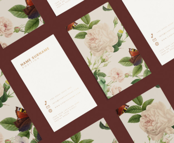 Floral business card template set mockup Free Psd