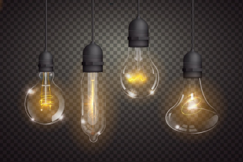 Variety of realistic light bulbs Free Vector