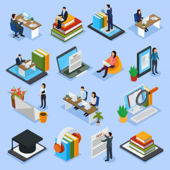 Online education isometric icons Free Vector