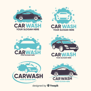 Flat car wash logo collection Free Vector