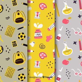 Hand drawn back to school pattern collection Free Vector