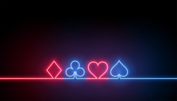 Neon symbols of casino playing cards background Free Vector