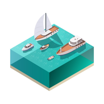 Ships isometric composition Free Vector