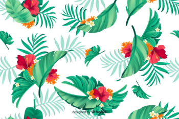 Natural background with tropical flowers Free Vector