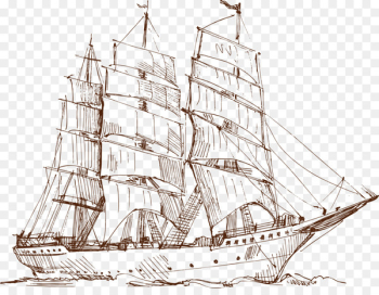 Sailing ship Drawing - Sailing buckle creative line drawing HD Free 