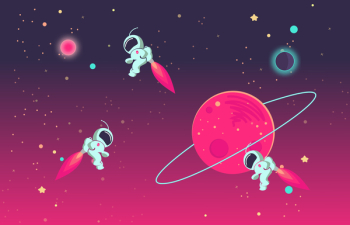  Cartoon Astronauts Playing With Each Other in Outer Space 
