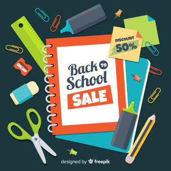 Hand drawn back to school sales background Free Vector