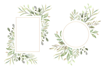 Floral frames with beautiful watercolor leaves