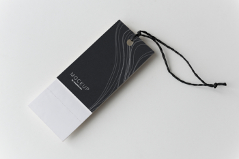 Black and White Mockup Tag on White Surface