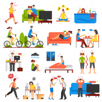 Stress and relaxation set Free Vector