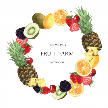 Tropical season fruits wreaths banner design, passion fruit orange fresh and tasty frame Free Vector