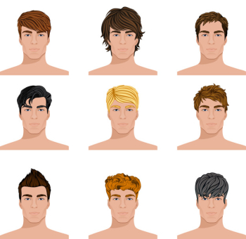 Different hairstyle men faces avatar set