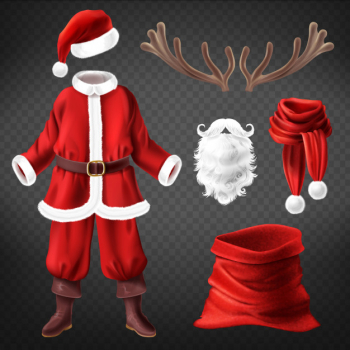 Realistic santa claus costume with accessories for fancy dress party