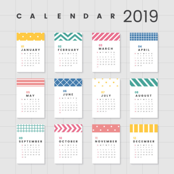 Colorful calendar mockup
