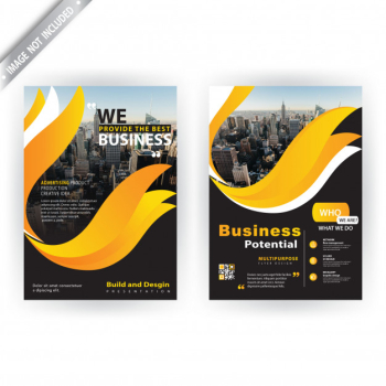 Yellow shape corporate brochure Free Vector