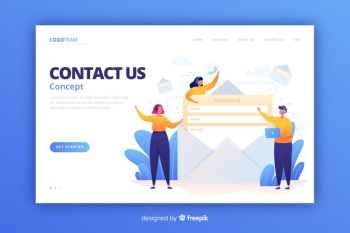 Contact us landing page flat style Free Vector
