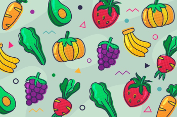 Fruit and vegetables outline wallpaper theme Free Vector