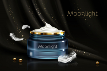 Night moisturizing cream in branded blue glass jar